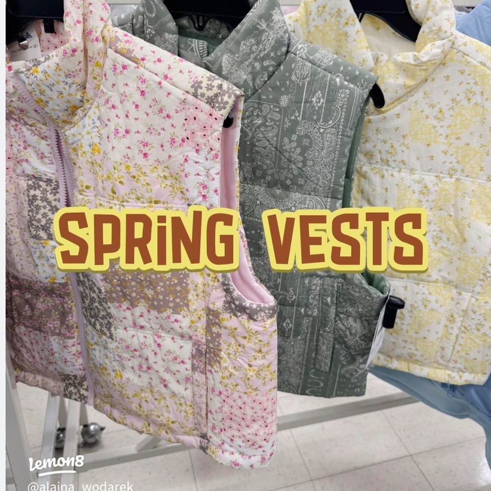 THREAD & SUPPLY quilted pastel vest floral patchwork full zip pockets pink large